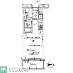 パークアクシス本所・親水公園 9階1DKの間取り