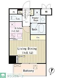 パークサイド湯島台 5階1Kの間取り