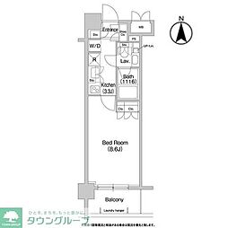 コンフォリア両国サウス 7階1Kの間取り