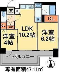 パークアクシス仲御徒町 2LDKの間取図画像