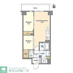 コンフォリア竹ノ塚イースト 2階2LDKの間取り