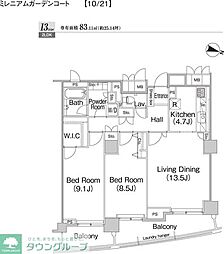 ミレニアムガーデンコート 11階2LDKの間取り