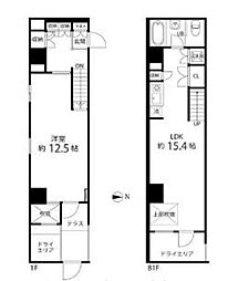 ハイリーフ芝大門 1階1LDKの間取り