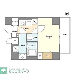 ミレドゥーエ門前仲町 2階1Kの間取り