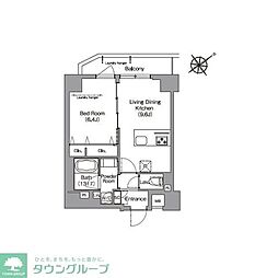 HF押上レジデンス 1LDKの間取図画像