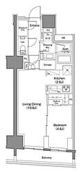 ザ・パークハビオ日本橋馬喰町 1LDKの間取図画像