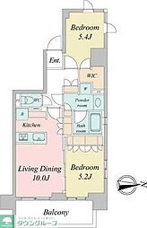 DUE三ノ輪2 2LDKの間取図画像
