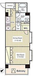 コートラクリア京橋 1DKの間取図画像