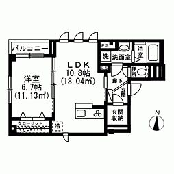 スカイエ橘 1LDKの間取図画像