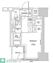 ザ・パークハビオ人形町レジデンス 1Kの間取図画像