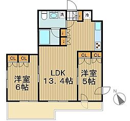 ドゥーエ日本橋 2LDKの間取図画像