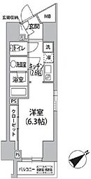 ロリエ銀座 1Kの間取図画像