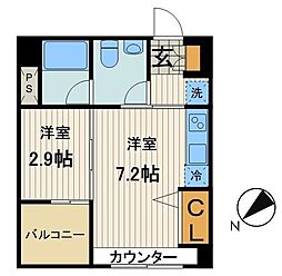 HighLeafUeno 1DKの間取図画像