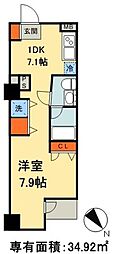 ブロードシティ東京 1DKの間取図画像