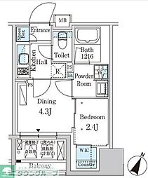 PARKAXIS神保町 1DKの間取図画像