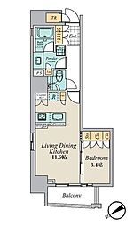 CRESTCOURT清澄庭園 1LDKの間取図画像
