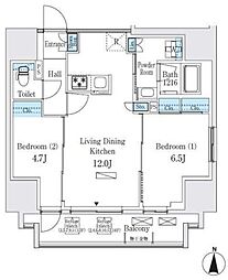ディームス入谷2 2LDKの間取図画像