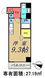 パークハビオ日本橋蛎殻町 ワンルームの間取図画像