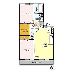 JR外房線 鎌取駅 徒歩15分の賃貸アパート 3階2LDKの間取り