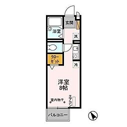 JR外房線 鎌取駅 徒歩20分の賃貸アパート 2階ワンルームの間取り