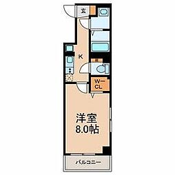 京成千葉線 千葉中央駅 徒歩9分の賃貸マンション 7階1Kの間取り