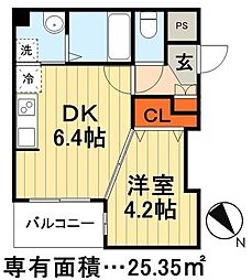 JR総武線 千葉駅 徒歩13分の賃貸マンション 3階1DKの間取り