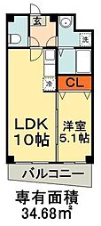 JR総武線 千葉駅 徒歩10分の賃貸マンション 1階1LDKの間取り