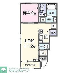 JR内房線 浜野駅 徒歩27分の賃貸アパート 1階1LDKの間取り