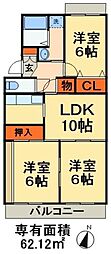 ヴェル学園前 2階3LDKの間取り