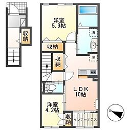 JR総武線 新検見川駅 徒歩23分の賃貸アパート 2階2LDKの間取り