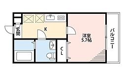 JR外房線 本千葉駅 徒歩8分の賃貸アパート 1階1Kの間取り
