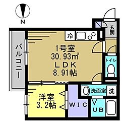 京成千原線 千葉寺駅 徒歩10分の賃貸アパート 2階1LDKの間取り