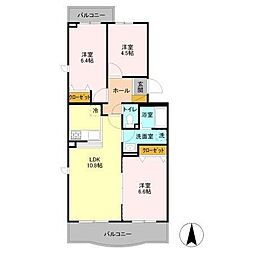 JR外房線 鎌取駅 徒歩21分の賃貸マンション 2階3LDKの間取り
