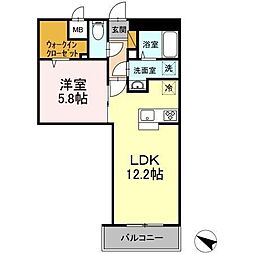 JR総武線 千葉駅 徒歩10分の賃貸マンション 8階1LDKの間取り