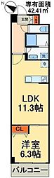 JR総武線 西千葉駅 徒歩20分の賃貸マンション 4階1LDKの間取り