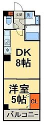 JR総武線 幕張駅 徒歩10分の賃貸マンション 4階1DKの間取り