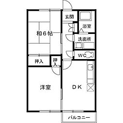 JR内房線 浜野駅 徒歩17分の賃貸アパート 2階2DKの間取り