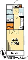 東京メトロ東西線 原木中山駅 徒歩8分の賃貸マンション 2階1Kの間取り