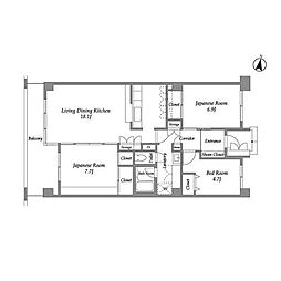 千葉都市モノレール 作草部駅 徒歩5分の賃貸マンション 4階3LDKの間取り