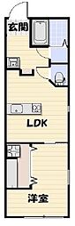 千葉都市モノレール 作草部駅 徒歩5分の賃貸アパート 1階1LDKの間取り