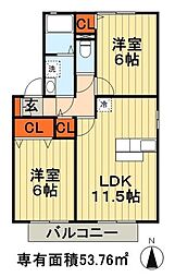 千葉都市モノレール みつわ台駅 徒歩13分の賃貸アパート 1階2LDKの間取り