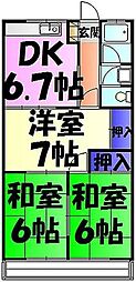 千葉都市モノレール 穴川駅 徒歩28分の賃貸アパート 1階3DKの間取り