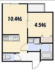 JR総武線 千葉駅 バス15分 都町五差路下車 徒歩3分の賃貸アパート 1階1LDKの間取り