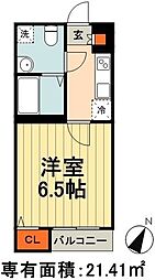 JR内房線 浜野駅 徒歩8分の賃貸アパート 2階1Kの間取り