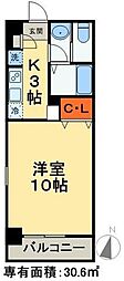 JR京葉線 蘇我駅 徒歩7分の賃貸マンション 2階1Kの間取り