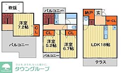 Park Villa F棟 1階3LDKの間取り