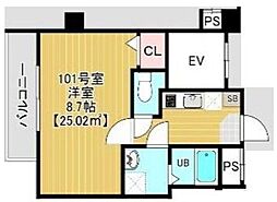 JR外房線 本千葉駅 徒歩3分の賃貸マンション 1階1Kの間取り