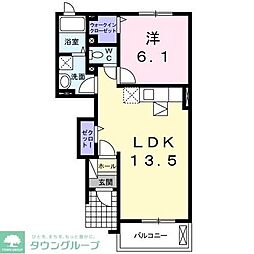 JR内房線 浜野駅 徒歩15分の賃貸アパート 1階1LDKの間取り