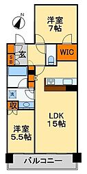 JR総武線 津田沼駅 徒歩7分の賃貸マンション 6階2LDKの間取り