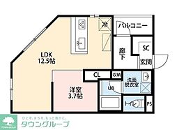 JR京葉線 蘇我駅 徒歩4分の賃貸マンション 2階1LDKの間取り